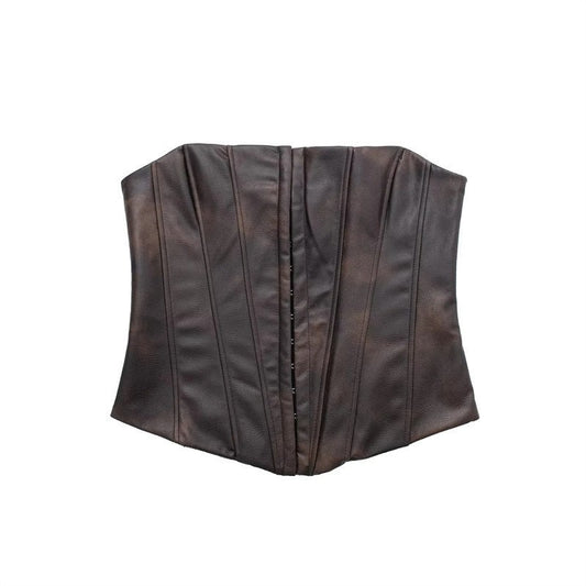 Brown Leather Tube Top