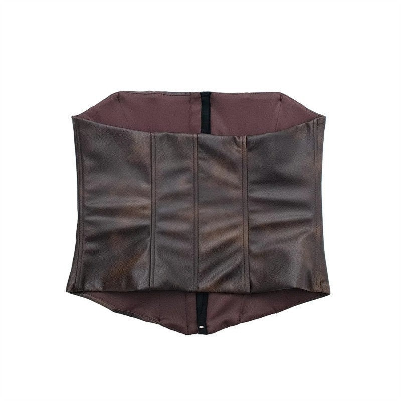 Brown Leather Tube Top
